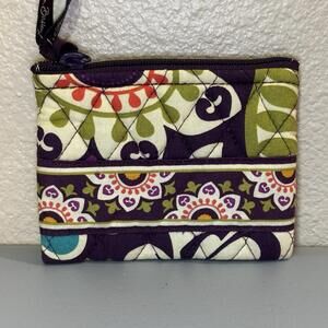 Vera Bradley Plum Crazy Purple Zip Coin Credit Card Purse Wallet, Money Holder